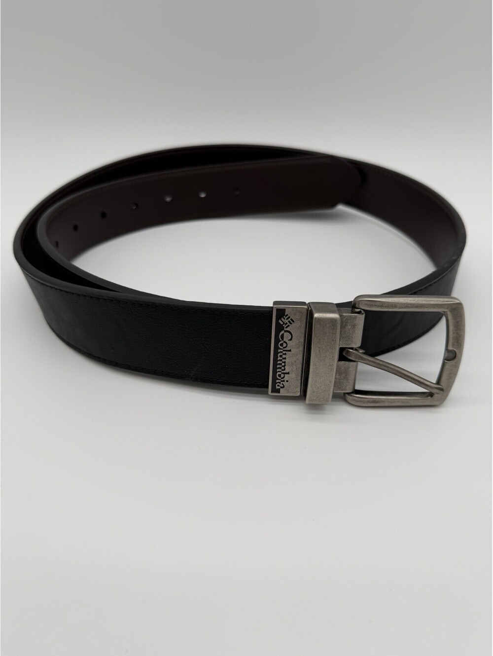 Columbia Reversible Belt Men Large 38-40 Black Brown Faux Leather